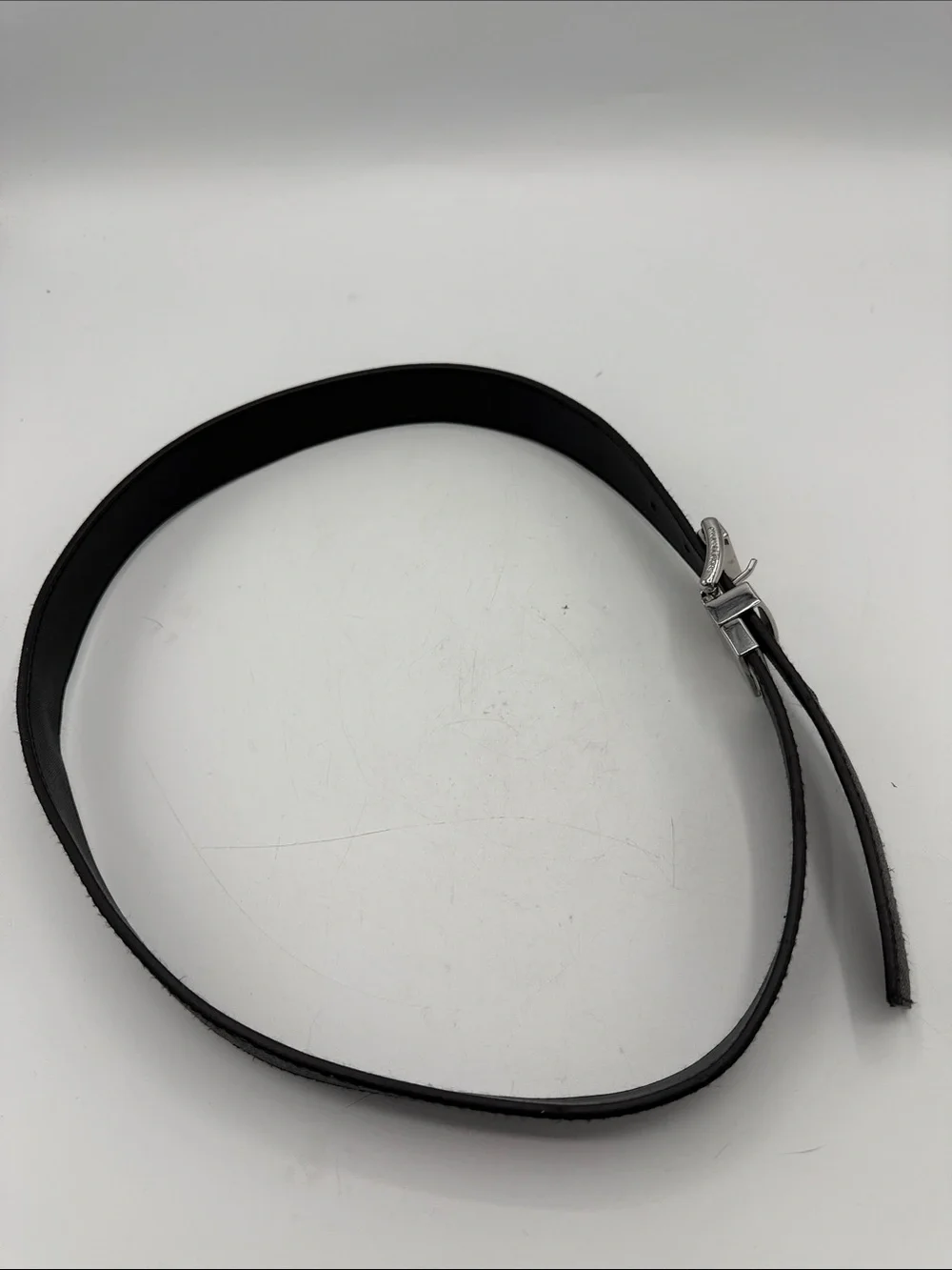 Michael Kors Black Logo Buckle Belt with Silver Hardware